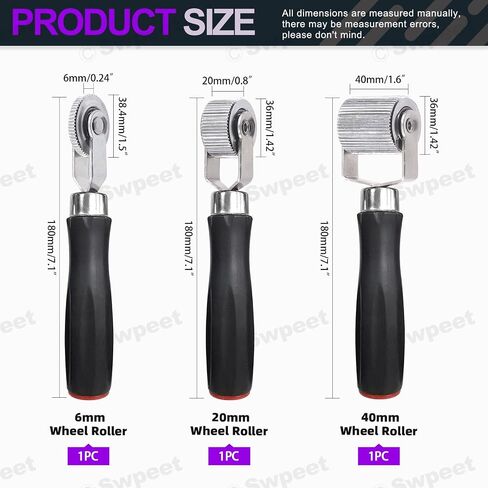 Swpeet 3Pcs 3Sizes Car Sound Deadening Roller Set, Auto Noise Roller Car Sound Deadener, Metal Installation Tool for Auto Car Sound Deadener, Installation Tool Rolling Wheel Interior Accessories in Saudi Arabia