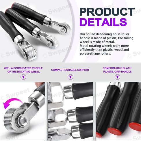 Swpeet 3Pcs 3Sizes Car Sound Deadening Roller Set, Auto Noise Roller Car Sound Deadener, Metal Installation Tool for Auto Car Sound Deadener, Installation Tool Rolling Wheel Interior Accessories in Saudi Arabia