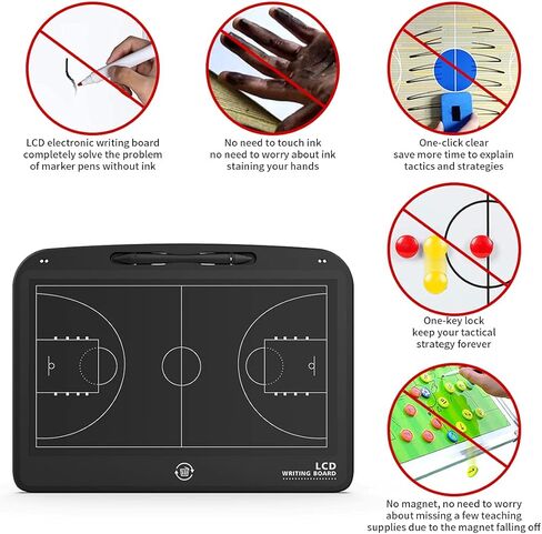 VNVDFLM LCD لوحة تدريب كرة السلة/كرة القدم، لوحة تدريب تكتيكية إلكترونية، لوحة مدرب كرة السلة/كرة القدم، ملحقات معدات تدريب كرة السلة، هدية مدرب كرة السلة in Kuwait