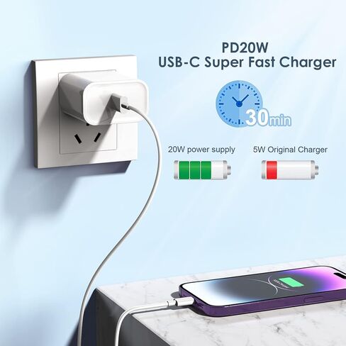 كتلة شاحن سريع iPhone 15، 【3 عبوات】وحدة شاحن حائط USB C بقدرة 20 واط، كتلة شحن فائقة السرعة 20 واط، محول PD 3.0 من النوع C لهاتف iPhone 15 Pro Max/iPhone 14 Plus/13/12/11/AirPods/iPad Pro/Air/ ميني in Saudi Arabia