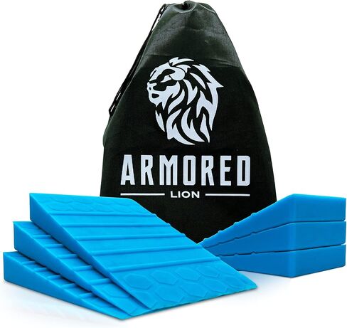 Adjustable Non-Slip Squat Wedge Blocks Pair (6 PCS) for Knee Exercises & Heel Elevated Squats (Slant Board Alternative) | Armored Lion in Saudi Arabia
