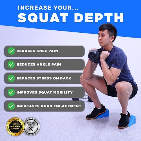 Adjustable Non-Slip Squat Wedge Blocks Pair (6 PCS) for Knee Exercises & Heel Elevated Squats (Slant Board Alternative) | Armored Lion in Saudi Arabia