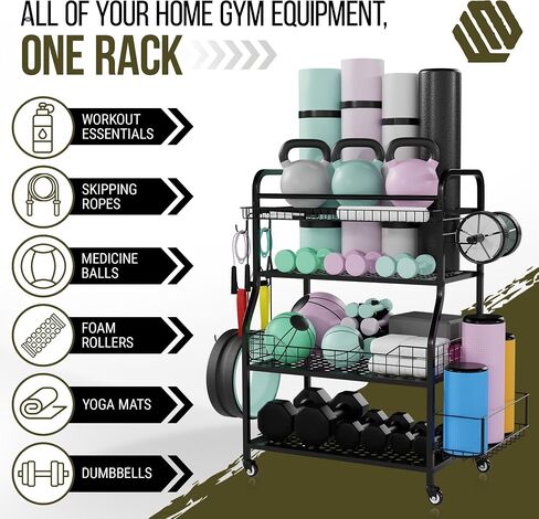 Fit & Zen Weight Rack for Dumbbells and Plates - Home Gym Storage Rack for Dumbbells, Kettlebells, Yoga Mat Storage and Strength Training Workout Equipment Storage Organizer, Dumbbell Rack for Home in Saudi Arabia