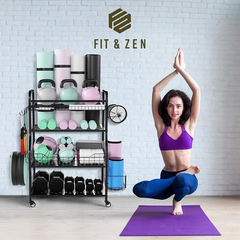 Fit & Zen Weight Rack for Dumbbells and Plates - Home Gym Storage Rack for Dumbbells, Kettlebells, Yoga Mat Storage and Strength Training Workout Equipment Storage Organizer, Dumbbell Rack for Home in Saudi Arabia