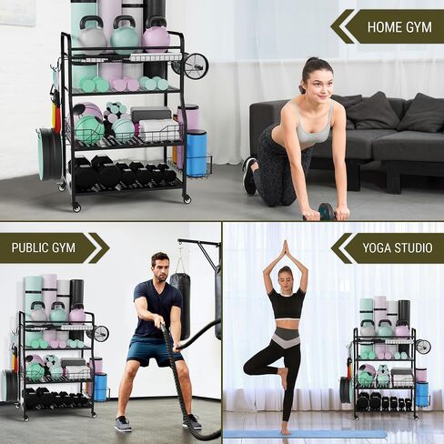 Fit & Zen Weight Rack for Dumbbells and Plates - Home Gym Storage Rack for Dumbbells, Kettlebells, Yoga Mat Storage and Strength Training Workout Equipment Storage Organizer, Dumbbell Rack for Home in Saudi Arabia