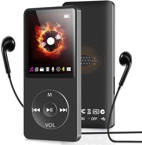 مشغل MP3 SKYBESS مع بلوتوث، مشغل موسيقى MP3 بسعة 32 جيجابايت مع فتحة بطاقة TF، مشغلات MP3 المحمولة مع وظيفة تشغيل راديو FM/فيديو/تشغيل عشوائي مع مكبر صوت خارجي، بما في ذلك سماعات الأذن in Kuwait