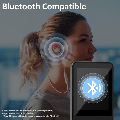مشغل MP3 SKYBESS مع بلوتوث، مشغل موسيقى MP3 بسعة 32 جيجابايت مع فتحة بطاقة TF، مشغلات MP3 المحمولة مع وظيفة تشغيل راديو FM/فيديو/تشغيل عشوائي مع مكبر صوت خارجي، بما في ذلك سماعات الأذن in Kuwait