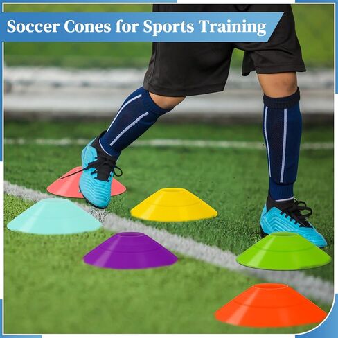 Sratte 200 Pcs Soccer Cones with Strap and Mesh Bag Agility Disc Cones Soccer Training Cones Disc Sports Cones for Drills Challenge Football Basketball Skating Kids Games Outdoor Indoor in Kuwait
