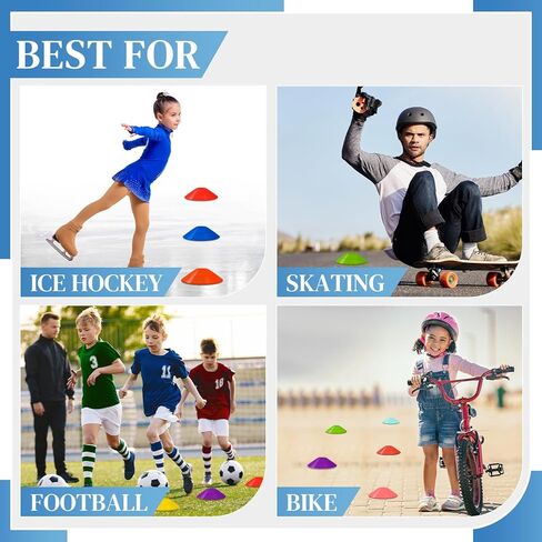 Sratte 200 Pcs Soccer Cones with Strap and Mesh Bag Agility Disc Cones Soccer Training Cones Disc Sports Cones for Drills Challenge Football Basketball Skating Kids Games Outdoor Indoor in Kuwait