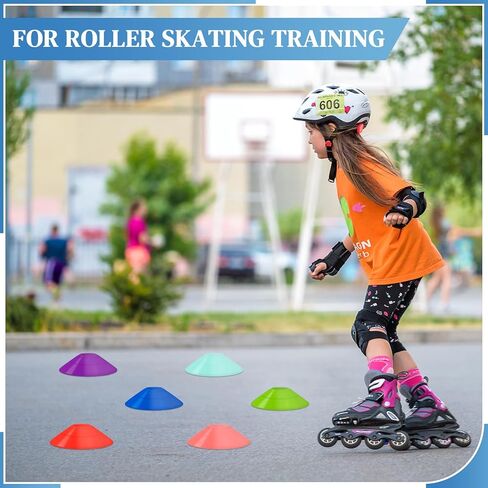 Sratte 200 Pcs Soccer Cones with Strap and Mesh Bag Agility Disc Cones Soccer Training Cones Disc Sports Cones for Drills Challenge Football Basketball Skating Kids Games Outdoor Indoor in Kuwait