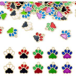 10pcs Gold Rhinestone Dog Paw Print Charm Pendant 18K Gold Plated Brass Micro Pave Cubic Zirconia Pendant with Loop 11.5x10.5mm for Jewelry Making