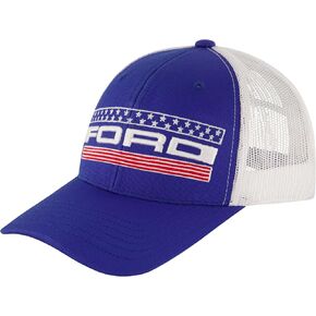 Ford Truck Hat, Logo Mesh Adjustable Snapback Baseball Cap with Curved Brim, Royal Blue, One Size