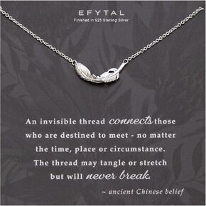 EFYTAL Friend Gifts for Women, Sterling Silver or Gold Plated Feather Friendship Necklace, Retirement Gifts for Women, Coworker Leaving Gifts, Long Distance Relationship