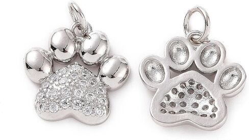 10pcs Gold Rhinestone Dog Paw Print Charm Pendant 18K Gold Plated Brass Micro Pave Cubic Zirconia Pendant with Loop 11.5x10.5mm for Jewelry Making in Saudi Arabia