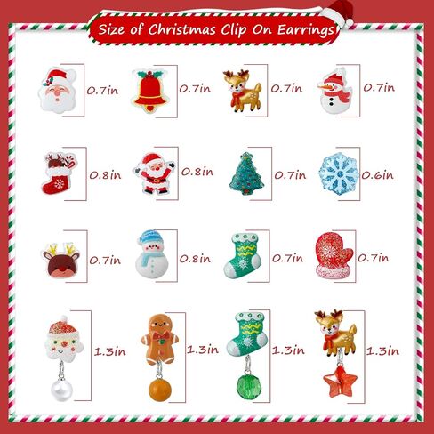 Christmas Clip on Earrings Gift for Kids Teen Girls Hypoallergenic 7 Pairs Sets Optional, Little Girl Cute Christmas Tree Santa Snowman Stockings Elk Small Clip in Earrings Jewelry Gifts in Saudi Arabia