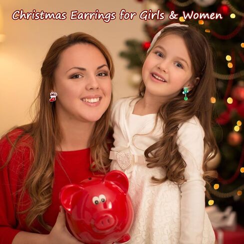 Christmas Clip on Earrings Gift for Kids Teen Girls Hypoallergenic 7 Pairs Sets Optional, Little Girl Cute Christmas Tree Santa Snowman Stockings Elk Small Clip in Earrings Jewelry Gifts in Saudi Arabia