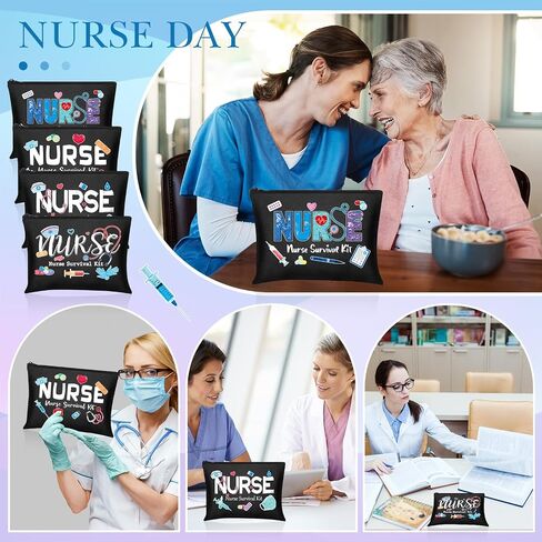 Photect 6 Pieces Nurse Makeup Bags Nurse Canvas Cosmetic Bag Nurse Survival Kit Travel Pouch Bag Nursing Zipper Pouch Nurse Gift for Women Girls Nurses School Nurse Practitioner Supplies in Saudi Arabia