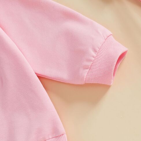 KtwHarnu Toddler Baby Girl Valentines Day Outfit Letter Print Long Sleeve Crewneck Sweashirt Top Heart Bell Bottom Pants Set in Kuwait