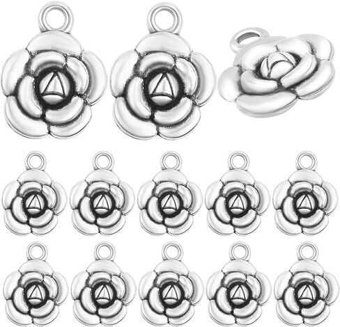 BronaGrand 60 Pieces Rose Flower Charms Alloy Flower Dangle Pendants Jewelry Findings Accessories for DIY Necklace Earrings Crafts Valentine's Gifts, Rose Golden in Saudi Arabia