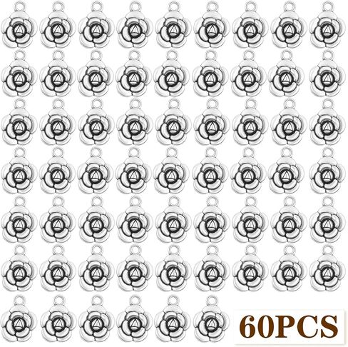 BronaGrand 60 Pieces Rose Flower Charms Alloy Flower Dangle Pendants Jewelry Findings Accessories for DIY Necklace Earrings Crafts Valentine's Gifts, Rose Golden in Saudi Arabia