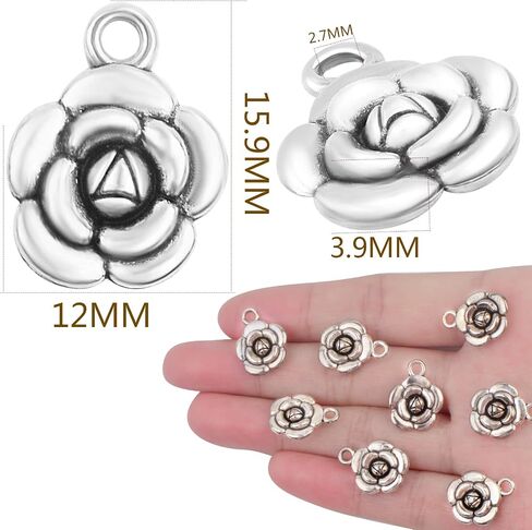 BronaGrand 60 Pieces Rose Flower Charms Alloy Flower Dangle Pendants Jewelry Findings Accessories for DIY Necklace Earrings Crafts Valentine's Gifts, Rose Golden in Saudi Arabia