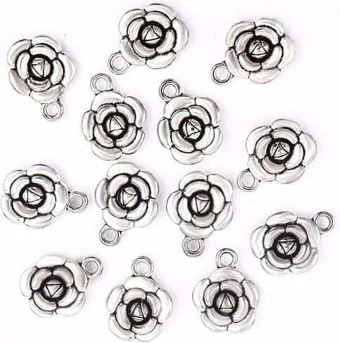 BronaGrand 60 Pieces Rose Flower Charms Alloy Flower Dangle Pendants Jewelry Findings Accessories for DIY Necklace Earrings Crafts Valentine's Gifts, Rose Golden in Saudi Arabia