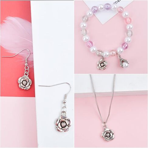 BronaGrand 60 Pieces Rose Flower Charms Alloy Flower Dangle Pendants Jewelry Findings Accessories for DIY Necklace Earrings Crafts Valentine's Gifts, Rose Golden in Saudi Arabia