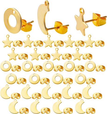 20pcs Star Earrings Studs Stainless Steel Earring Post Studs Hypoallergenic Stud Earring with Loop and 20pcs Butterfly Earring Backs for DIY Jewelry Earrings Making in Saudi Arabia