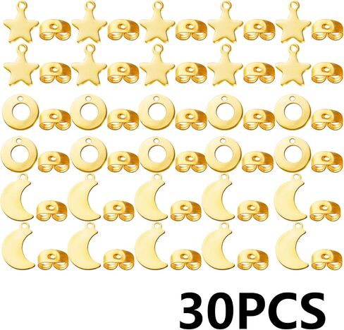 20pcs Star Earrings Studs Stainless Steel Earring Post Studs Hypoallergenic Stud Earring with Loop and 20pcs Butterfly Earring Backs for DIY Jewelry Earrings Making in Saudi Arabia