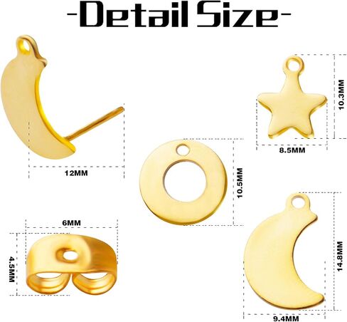 20pcs Star Earrings Studs Stainless Steel Earring Post Studs Hypoallergenic Stud Earring with Loop and 20pcs Butterfly Earring Backs for DIY Jewelry Earrings Making in Saudi Arabia