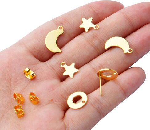 20pcs Star Earrings Studs Stainless Steel Earring Post Studs Hypoallergenic Stud Earring with Loop and 20pcs Butterfly Earring Backs for DIY Jewelry Earrings Making in Saudi Arabia