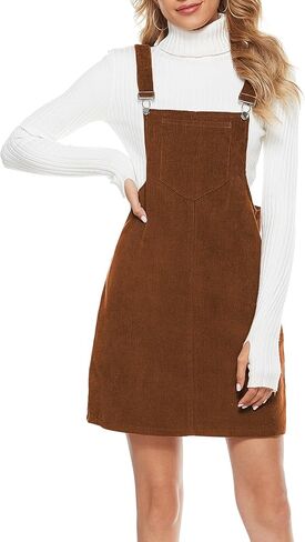 Tanming Women's Corduroy A Line Cute Jumper Pinafore Bib Overall Mini Dress Skirt in Saudi Arabia