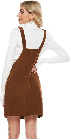 Tanming Women's Corduroy A Line Cute Jumper Pinafore Bib Overall Mini Dress Skirt in Saudi Arabia