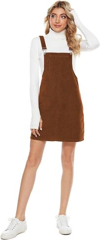 Tanming Women's Corduroy A Line Cute Jumper Pinafore Bib Overall Mini Dress Skirt in Saudi Arabia