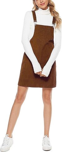 Tanming Women's Corduroy A Line Cute Jumper Pinafore Bib Overall Mini Dress Skirt in Saudi Arabia