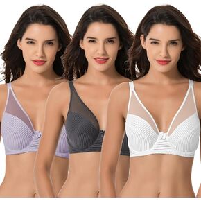 Curve Muse Women's Plus Size Minimizer Unlined Underwire Full Coverage Bra-2 or 3pack