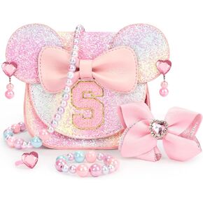 mibasies Toddler Purse Girl Gifts: Birthday Gifts for Girls 3-8 - Little Girls Toys Mini Mouse Ears Bow Purse Pink Set A