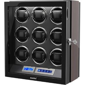 DUKWIN Watch Winder, Watch Winders for Automatic Watches with LCD Touch Screen Display Automatic Watch Box Case with Remote Control for 9/12 Watches