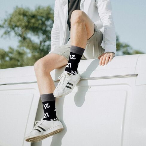 Jeasona 40th 50th 60th 70th Birthday Gifts for Men Funny Black Crew Cotton Socks in Kuwait