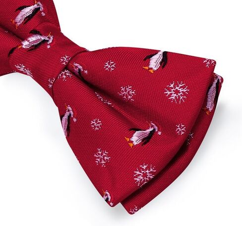 DiBanGu Boys Christmas Bowtie Set Silk Xmas Holiday Pre-tied Bowtie and pocket Square for Kids Festive Bow Tie with Gift Box in Kuwait