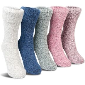 SISOSOCK 5 Pack Women Thick Soft Warm Fuzzy Socks Winter Wool Fluffy Cozy Socks Casual Home Sleep Socks with Gifts Box