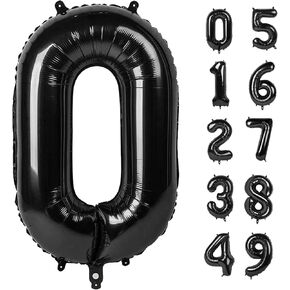 40 Inch Number Balloon 0-9(Zero-Nine) with Crown, Big Size Happy Birthday Balloon, Foil Helium Big Number Balloon for Birthday Party,Wedding, Anniversary (BLACK 9)