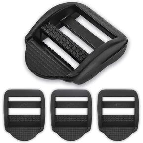 EXTEMPORE 10 Pcs 1 inch (25mm) Plastic Ladder Slider adjustable Lock Buckles, Plastic tension lock triglide, Plastic Replacement for Belt backpack strap adjuster replacement (Black)