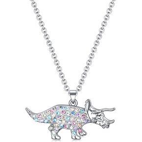 Luomart Girls Dinosaur T-Rex سحر قلادة مجوهرات هدية، قلادة هدايا لمحبي الحيوانات للنساء
