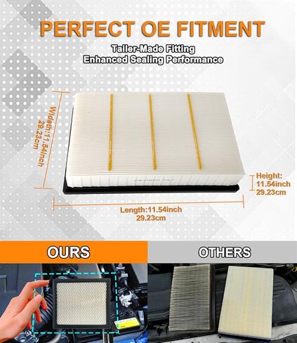 فلتر هواء المحرك CA10755، بديل لسيارة Camry Gas V6 3.5L 2012-2017 Highlander Gas L4 2.7L/V6 3.5L 2014-2019 Avalon Gas V6 3.5L 2013-2018 Grand Cherokee Gas V6 3.6L/V8 5.7L/V8 6.4L 2011-2021 in Kuwait
