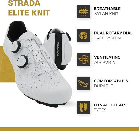 Tommaso Strada Mens Peloton Shoes with Pre-Installed Delta Cleats—Cycling Shoes for Men's—Cycling Shoes Delta Compatible—Indoor Cycling Shoes for Men—Cycling Road Bike Shoes—Spin Shoes Size US 9.5-10 in Kuwait