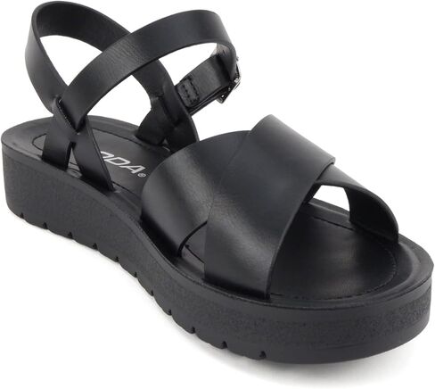 Soda CHESTER ~ Women Flat Sandals Flatform Ankle Buckle Criss Cross Band Straps Sandals Shoes (Gold Raffia, 5.5) in Kuwait