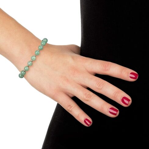 14k Gold Natural Green Jade Bead Bracelet, 7.5" in Saudi Arabia