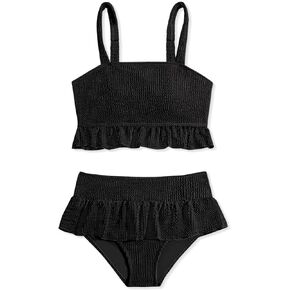 MIGU Girls Swimsuits Adjustable Straps with Ruffled Hem Cute Girls Bikini 2 Piece Bathing Suits for Girls Swimwear