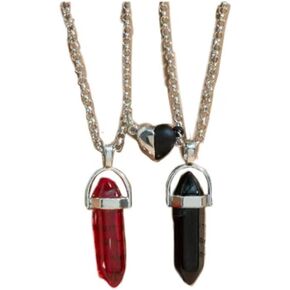 ZNDIJE Magnetic Couple Matching Split Heart Necklace Crystal Mutual Attraction Pendant Best Friends Friendship Jewelry Gift